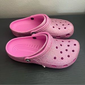 Brand New without tag Pink glitter Crocs. Women size 10